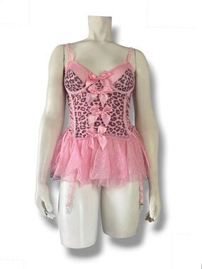 DollsKill | NWT’s Sugar Thrills Y2K Animal Print Tutu Skirt Sexy Lace Up Teddy